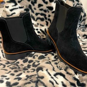 Sam Edelman black suede/leather/rubber sole waterproof ankle boots NWT